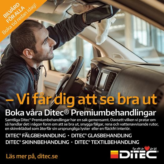 anställd på ditec utför premiumbehandling på bil inifrån